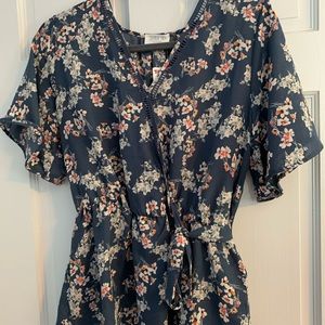 Blue floral blouse